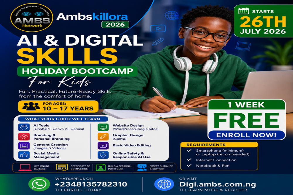 AMBSKILLORA 2026: Free Tech Bootcamp for Nigerian Children